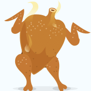 A gif of a cartoon cooked chicken dancing A gif of a cartoon cooked chicken dancing